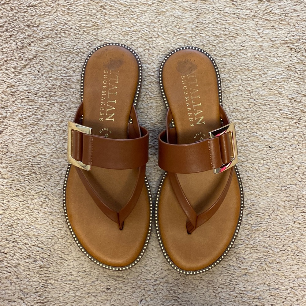 Italian shoemaker tan sandles size 6